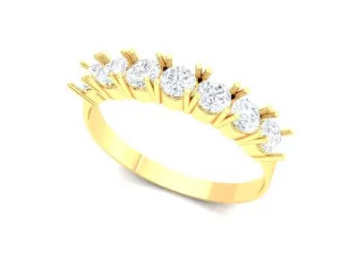 Gold Half Band Classic Diamond 3D Model Print Ready 3D print model
