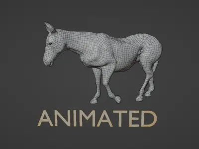 WHITE HORSE ANIMATED Low-poly 3D model