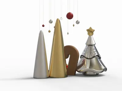 Happy New Year and Merry Christmas 3D model