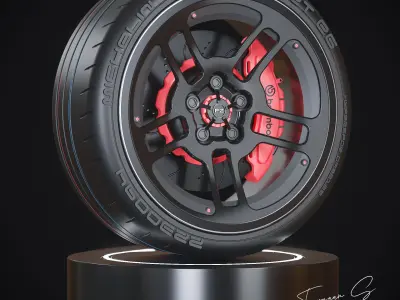 Hypersport car FZ M2 Wheel  Low-poly 3D model