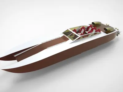 catamaran speed boat 3D model