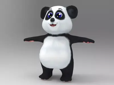 Panda Cartoon Low-poly 3D model