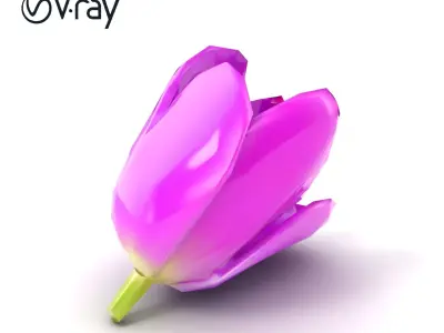 Purple Tulip Petals Detailed 3D Model Pack Low-poly 3D model