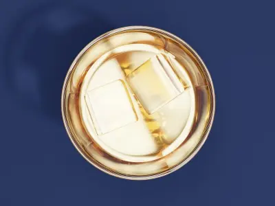 Drink Glass - Whiskey on Old Fashioned Glass 3D model