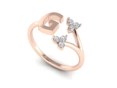 Jewelry Alphabet Ring  G with Diamonds  3D print model