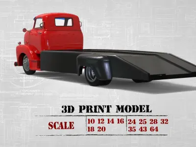 PrintableSTL Custom Hauler Cab Over Engine Ramp Tow Truck COE 3D print model