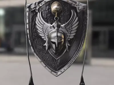 Warrior Shield Emblem Low-poly 3D model