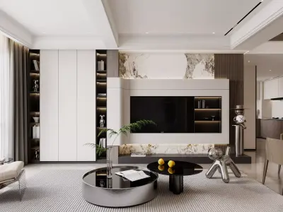 Modern living room dining room interior scenes 127 3D model