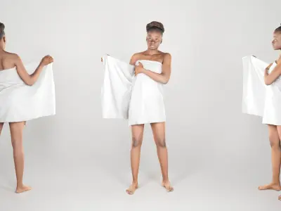 Beautiful african woman wrapped in white towel 244 Low-poly 3D model