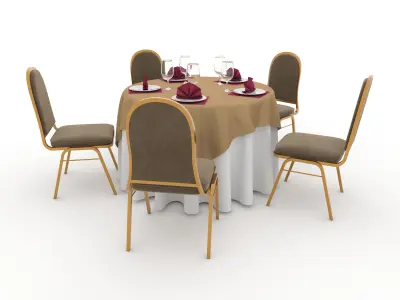 Banquet Table and Chair 15 3D model