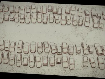 cars abandoned parking terrain closeup part3 drone scan Low-poly 3D model