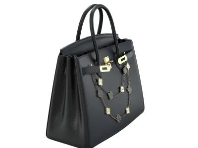 Hermes Birkin Bag with Chain Black Low-poly 3D model