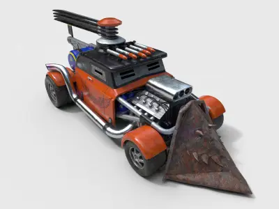 Post-Apocalyptic Car Low-poly 3D model
