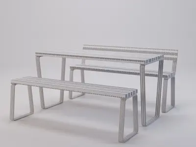 Campus levis table and bench Low-poly 3D model
