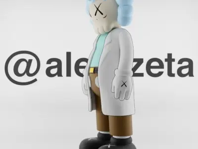 Kaws Rick Sanchez x Morty Smith Textured Low-poly 3D model