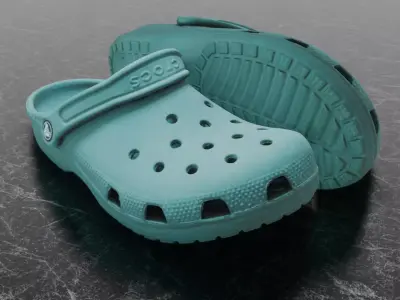 CROCS 3D FLIP-FLOP - TURQUOISE - SLIPPERS Low-poly 3D model
