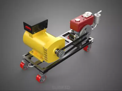 INDUSTRIAL GENSET POWER GENERATOR SYSTEM COMBUSTION ENGINE DRIVE 3D model