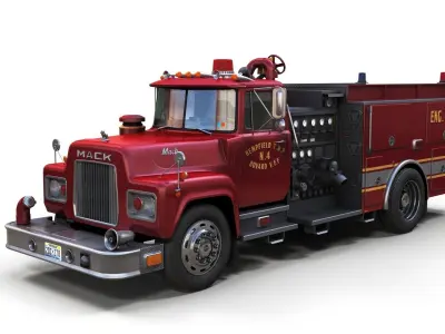 Classic Fire truck Low-poly 3D model