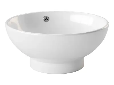 Round Countertop Vessel Bathroom Sink White with Overflow 3D model