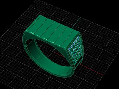 Print Ready STL 3DM  Gents Rings Diamond Men Ring  3D print model 9