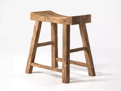 Old Wooden Chair Low-poly 3D model