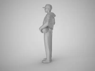Coach man wearing hat 3D print model