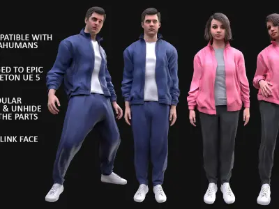 Mens and Womens Sport Suits - Modular - Rigged 3D Model Collection