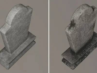 Tombstone Dirty Scary RIP inscription graveyard Free low-poly 3D model