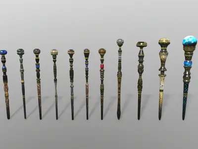 Mafia Boss Walking Sticks Pack 3D model