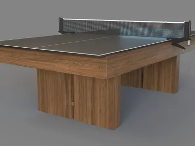 Walnut Pool Table With Table Tennis Kit Grey Felt 3D model