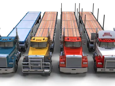 SuperLiner flatbed trailer Low-poly 3D model