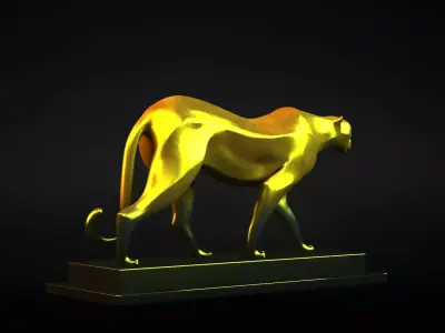 leopard Statue figurine sculpture modern art tiger abstract 3D model