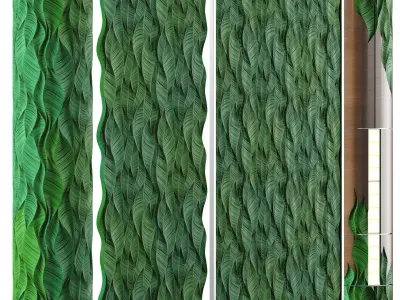Decorative Wall Panel and Columns with Tropical Leaf 3D model
