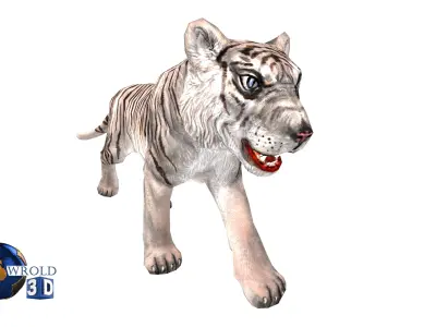 White Tiger Rigged Animated Lowpoly 3D Model Low-poly 3D model