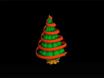 christmas tree with ribbon assembly model 3D print model