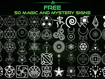 50 Free Hand Painted Alpha Magic Signs and Elements - Vol 8 Texture