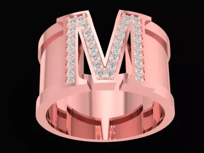 Luxury Initial Letter M Ring for Men and Women  2917 3D print model