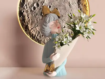 girl decoration Modern sculpture flower 3D model
