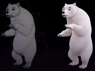 Polar bear and Grizzly bear 3d model rigged AR ready Low-poly 3D model