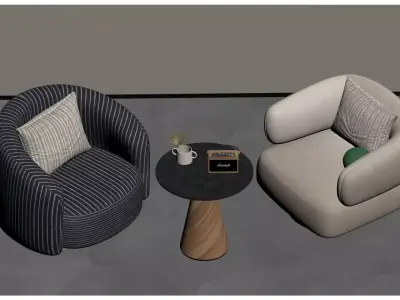 Italian-style Minimalist Leisure Chair 3D model