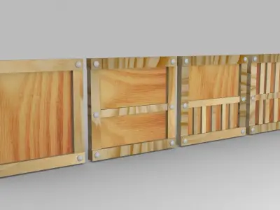 Middle age wood walls Low-poly 3D model