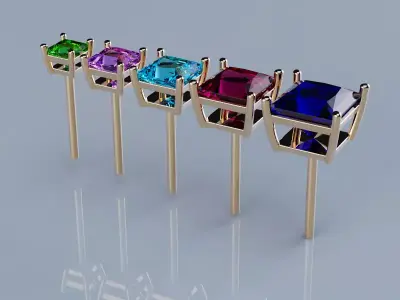 Stud earrings Princess 3D print model