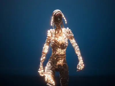 GutWoman glowing human body Low-poly 3D model