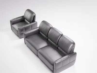 Marino sofa set single and 3 seater 3D model