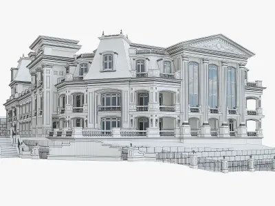 Luxury Hotel Building 01  Low-poly 3D model
