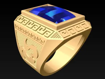 Rectangular Stone Rings - Mens Rings - N5438 3D print model