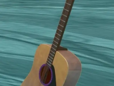 Guitar acoustic in water 3D model