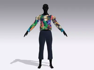 Woman Cloth Dress Low-poly 3D model 9