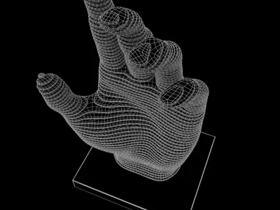 Figurine in the form of a hand made of metal plates 3D model purchase