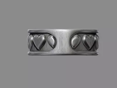 Love hearts wedding band ring 3D print model